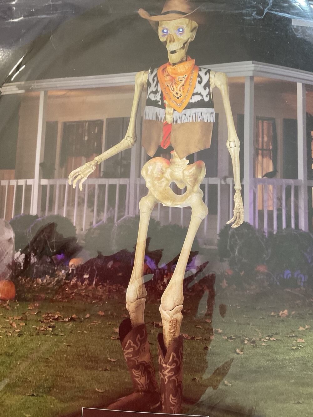 10 Ft Skeleton Cowboy Costume Western Halloween Yard Decor